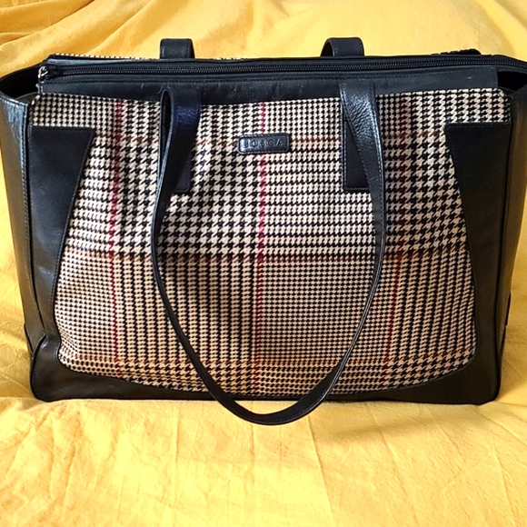 Bosca Handbags - Women's Bosca Black Leather Houndstooth Bag